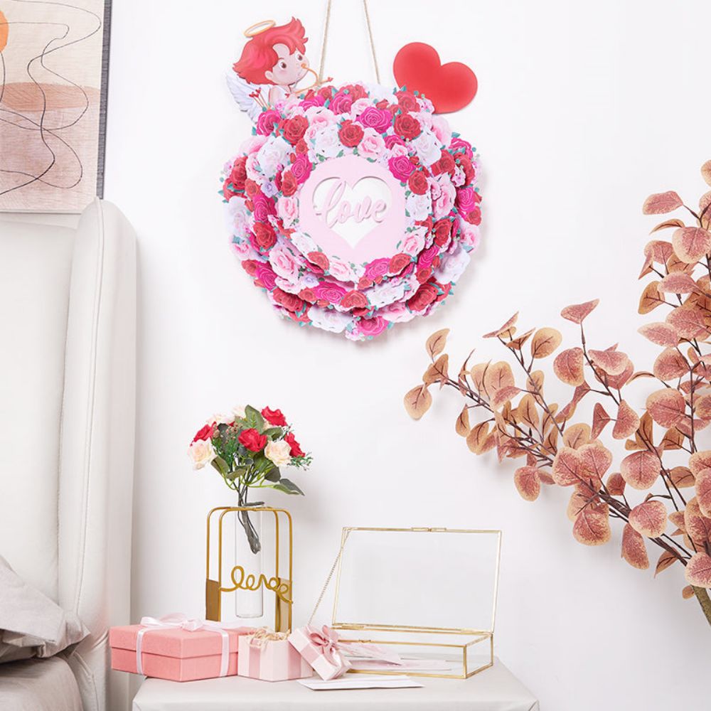 3D Creative Cupid Rose Wreath Pop Up Home Decor Garland - DigiVirt