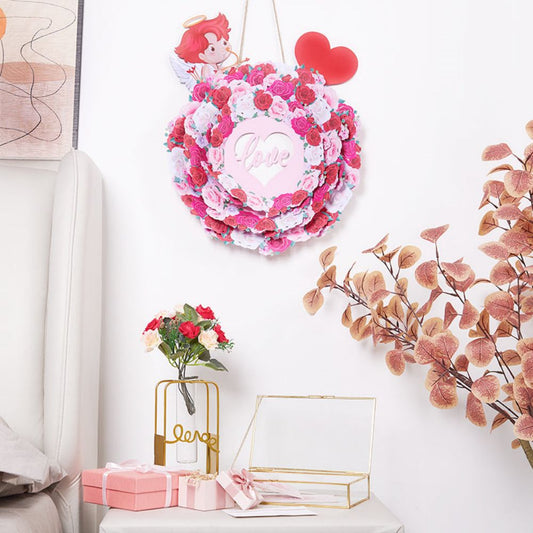 3D Creative Cupid Rose Wreath Pop Up Home Decor Garland - DigiVirt