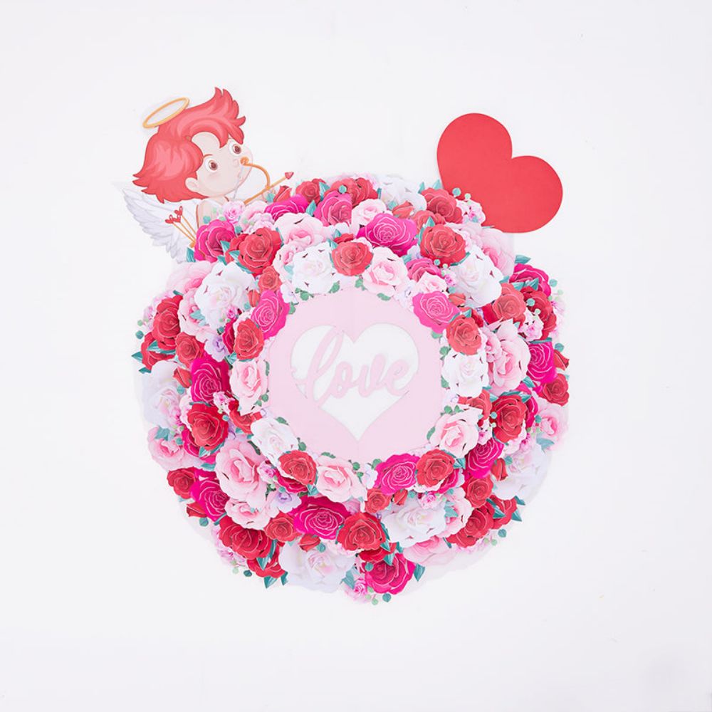 3D Creative Cupid Rose Wreath Pop Up Home Decor Garland - DigiVirt