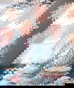 3D Snowflake Wall Hanging Pendant Ornament Pink Christmas Decor - DigiVirt