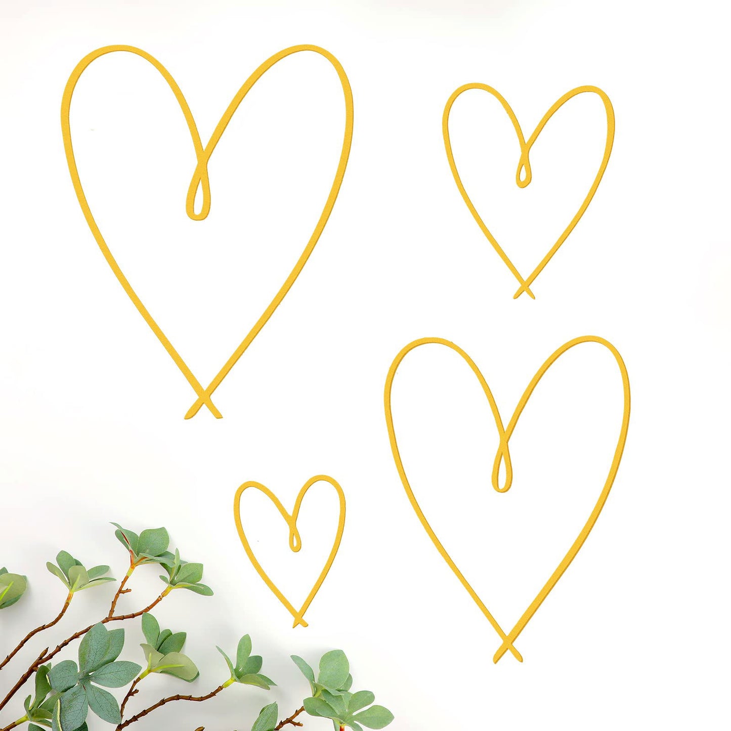 4 Pieces Metal Heart Wall Art Décor, Love Heart Wall Decoration Sign Metal Wall Ornaments for Valentine's Day Bedroom Living Room Decoration (Black) - DigiVirt