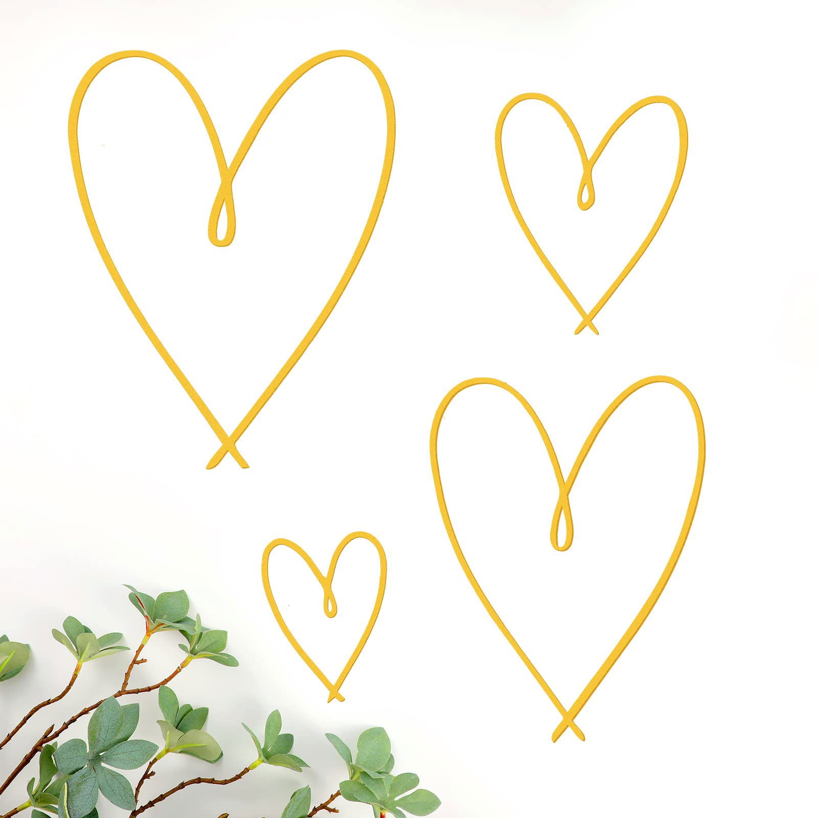 4 Pieces Metal Heart Wall Art Décor, Love Heart Wall Decoration Sign Metal Wall Ornaments for Valentine's Day Bedroom Living Room Decoration (Black) - DigiVirt