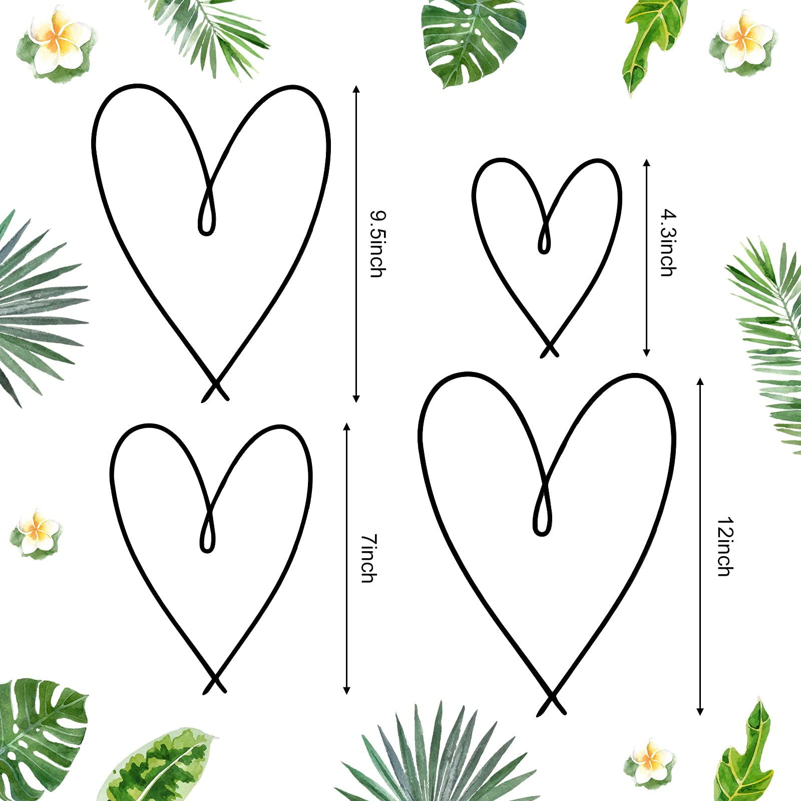 4 Pieces Metal Heart Wall Art Décor, Love Heart Wall Decoration Sign Metal Wall Ornaments for Valentine's Day Bedroom Living Room Decoration (Black) - DigiVirt