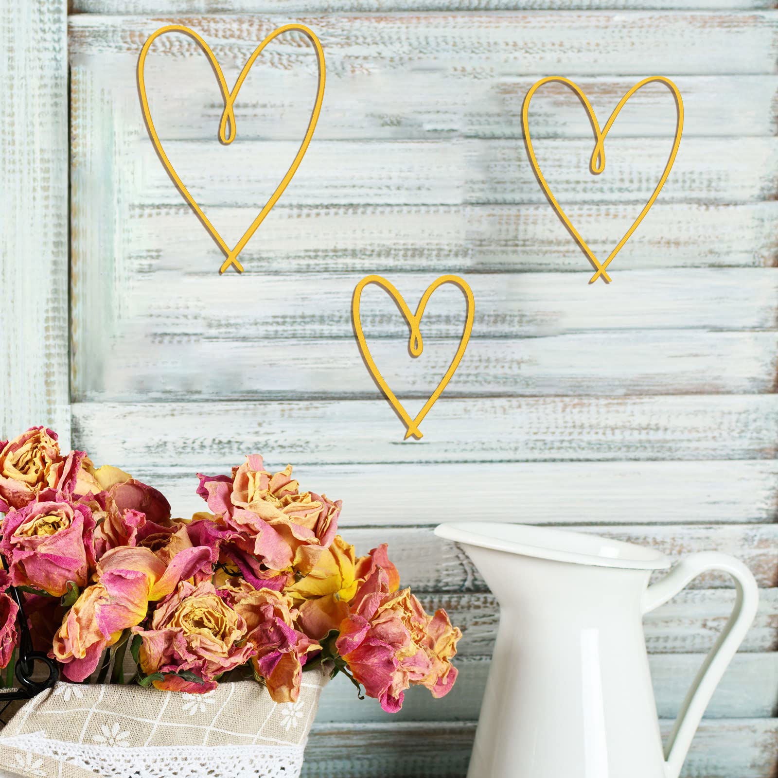 4 Pieces Metal Heart Wall Art Décor, Love Heart Wall Decoration Sign Metal Wall Ornaments for Valentine's Day Bedroom Living Room Decoration (Black) - DigiVirt