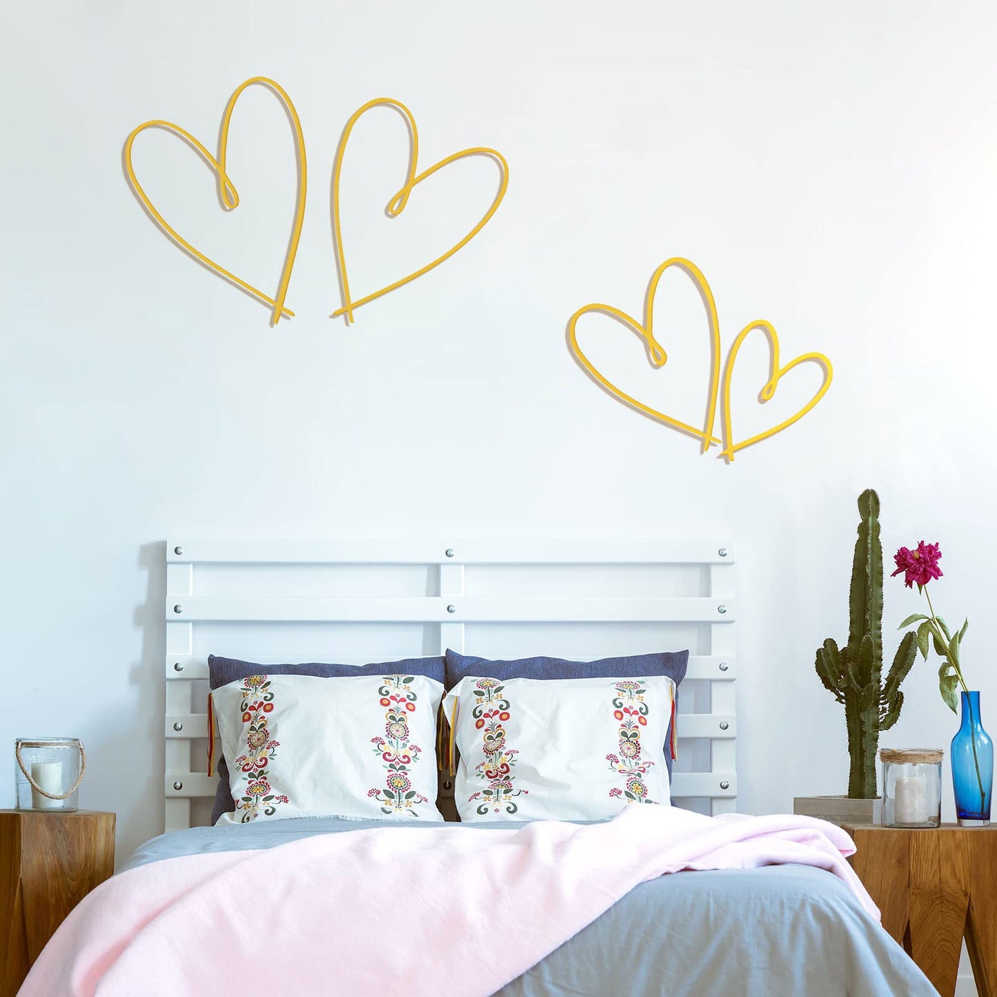 4 Pieces Metal Heart Wall Art Décor, Love Heart Wall Decoration Sign Metal Wall Ornaments for Valentine's Day Bedroom Living Room Decoration (Black) - DigiVirt