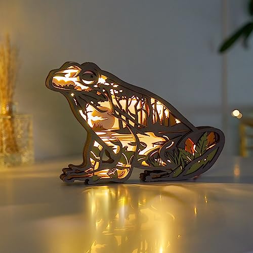 3D Wooden Animals Carving LED Night Light, Wood Carved Lamp Modern Festival Decoration Home Decor Desktop Desk Table Living Room Bedroom Office Farmhouse Shelf Statues Perfect Gifts (Starfish)