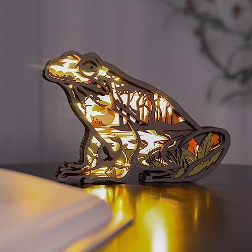 3D Wooden Animals Carving LED Night Light, Wood Carved Lamp Modern Festival Decoration Home Decor Desktop Desk Table Living Room Bedroom Office Farmhouse Shelf Statues Perfect Gifts (Starfish)