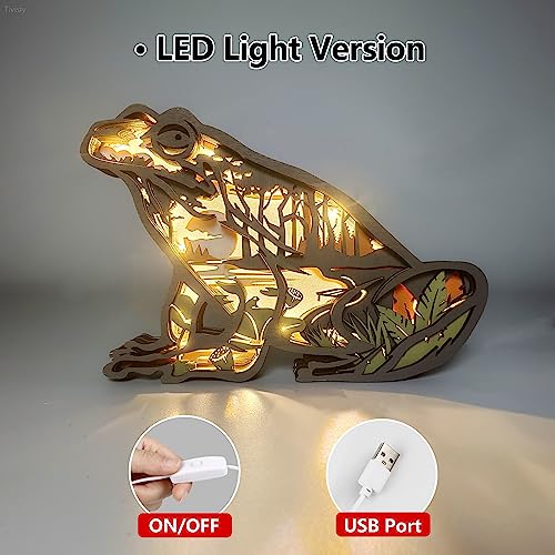 3D Wooden Animals Carving LED Night Light, Wood Carved Lamp Modern Festival Decoration Home Decor Desktop Desk Table Living Room Bedroom Office Farmhouse Shelf Statues Perfect Gifts (Starfish)