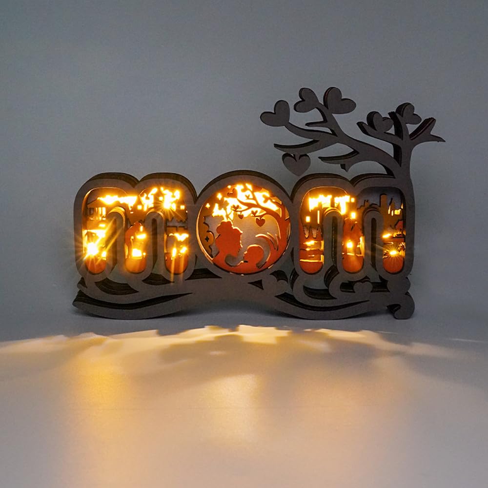 3D Wooden Animals Carving LED Night Light, Wood Carved Lamp Modern Festival Decoration Home Decor Desktop Desk Table Living Room Bedroom Office Farmhouse Shelf Statues Perfect Gifts (Starfish)