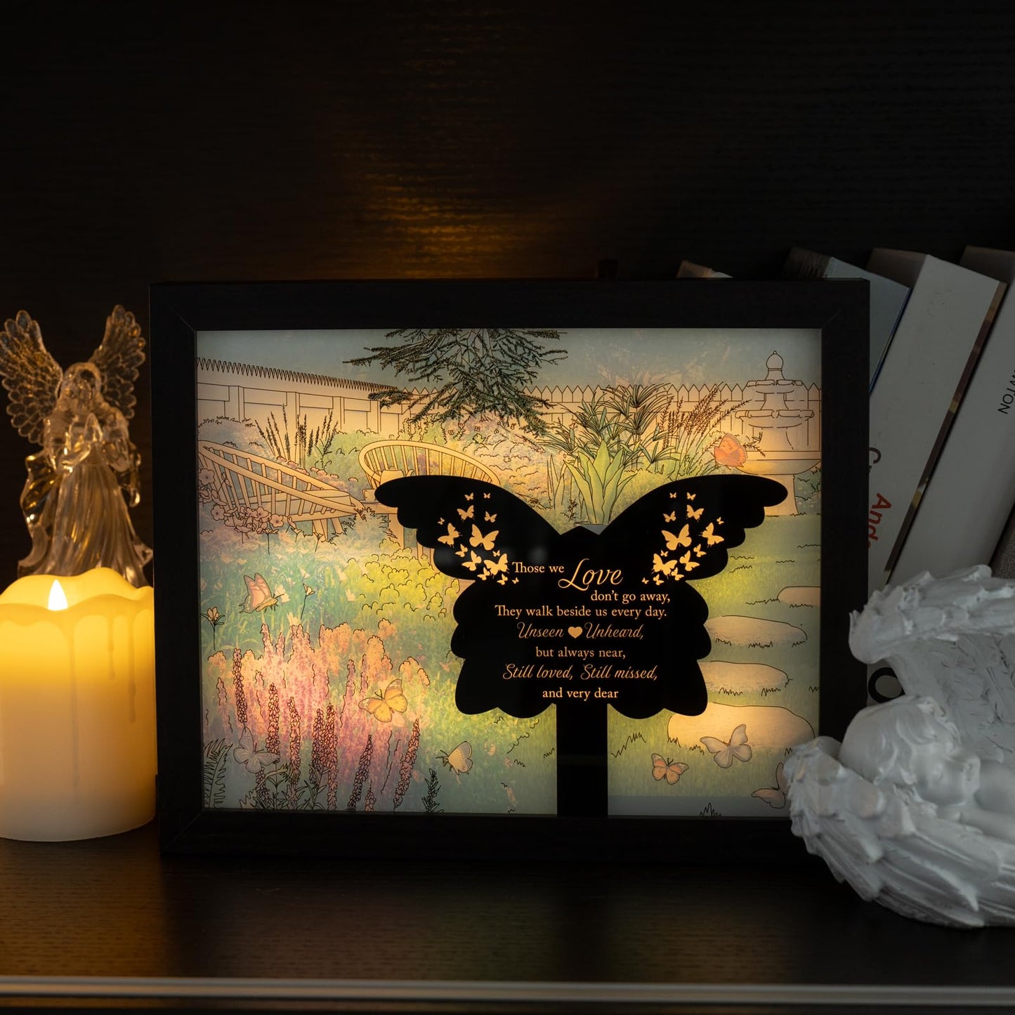 Sympathy Gift LED Memorial Shadow Box Memorial Gifts for Loss of Loved One Mother Mom Dad Father, in Memory of Loved One Gifts