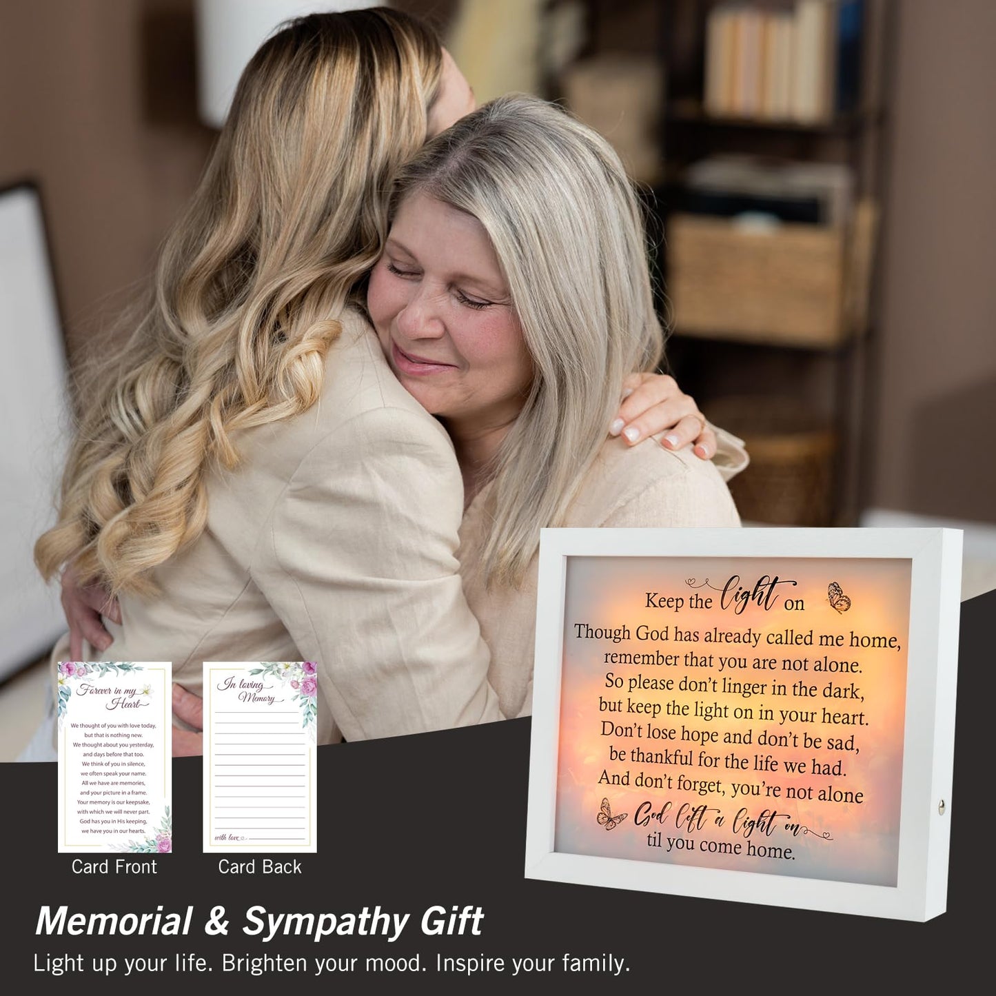 Sympathy Gift LED Memorial Shadow Box Memorial Gifts for Loss of Loved One Mother Mom Dad Father, in Memory of Loved One Gifts