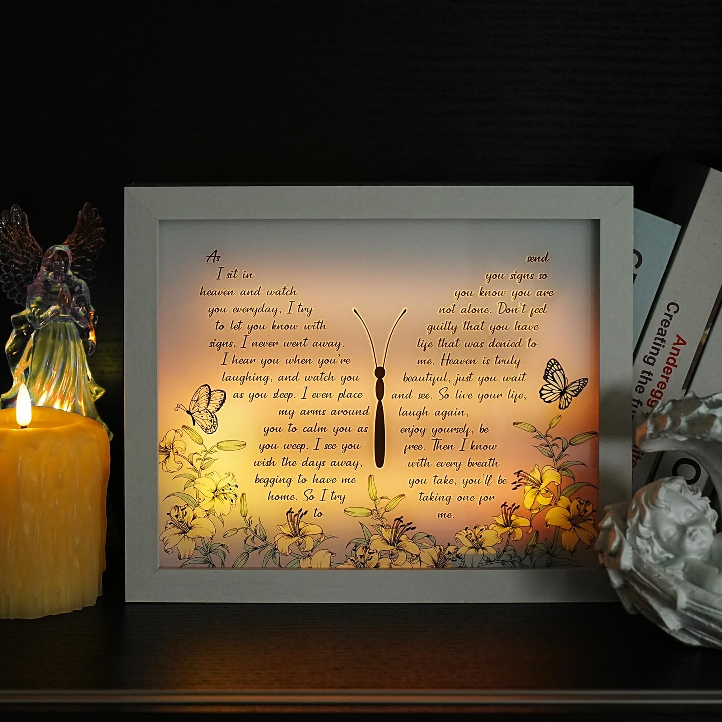 Sympathy Gift LED Memorial Shadow Box Memorial Gifts for Loss of Loved One Mother Mom Dad Father, in Memory of Loved One Gifts