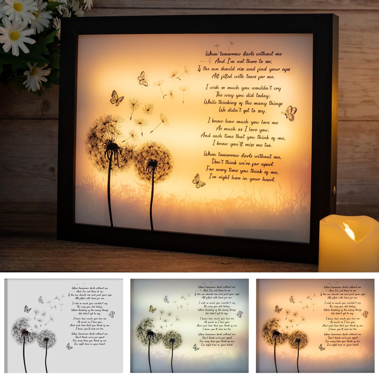 Sympathy Gift LED Memorial Shadow Box Memorial Gifts for Loss of Loved One Mother Mom Dad Father, in Memory of Loved One Gifts