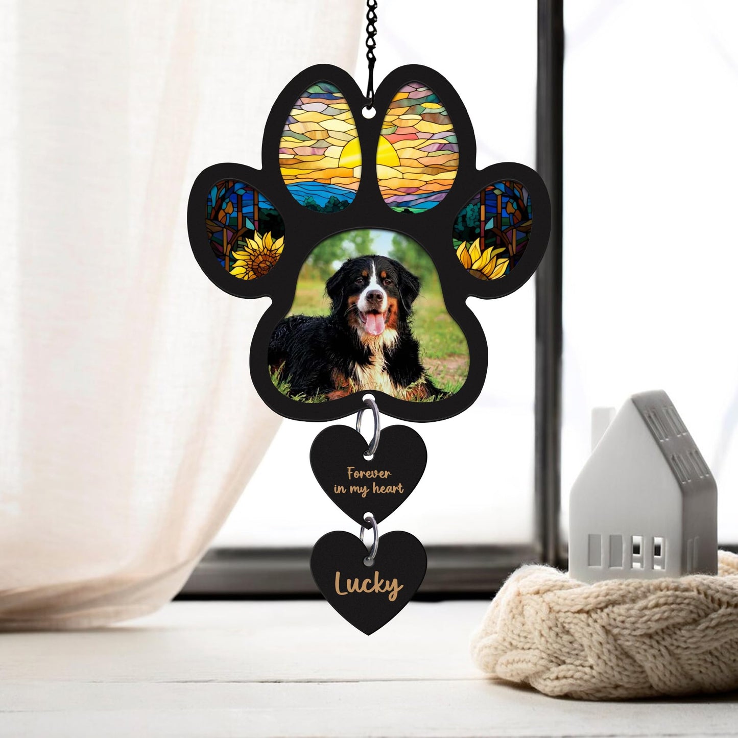 Pet Memorial Suncatcher, Personalized Pet Memorial Suncatcher with Custom Dog Breed and Name, Loss Of Dog Sympathy Gift, Dog Remembrance Gift, Pet Memorial Ornament SC69 (SC66)