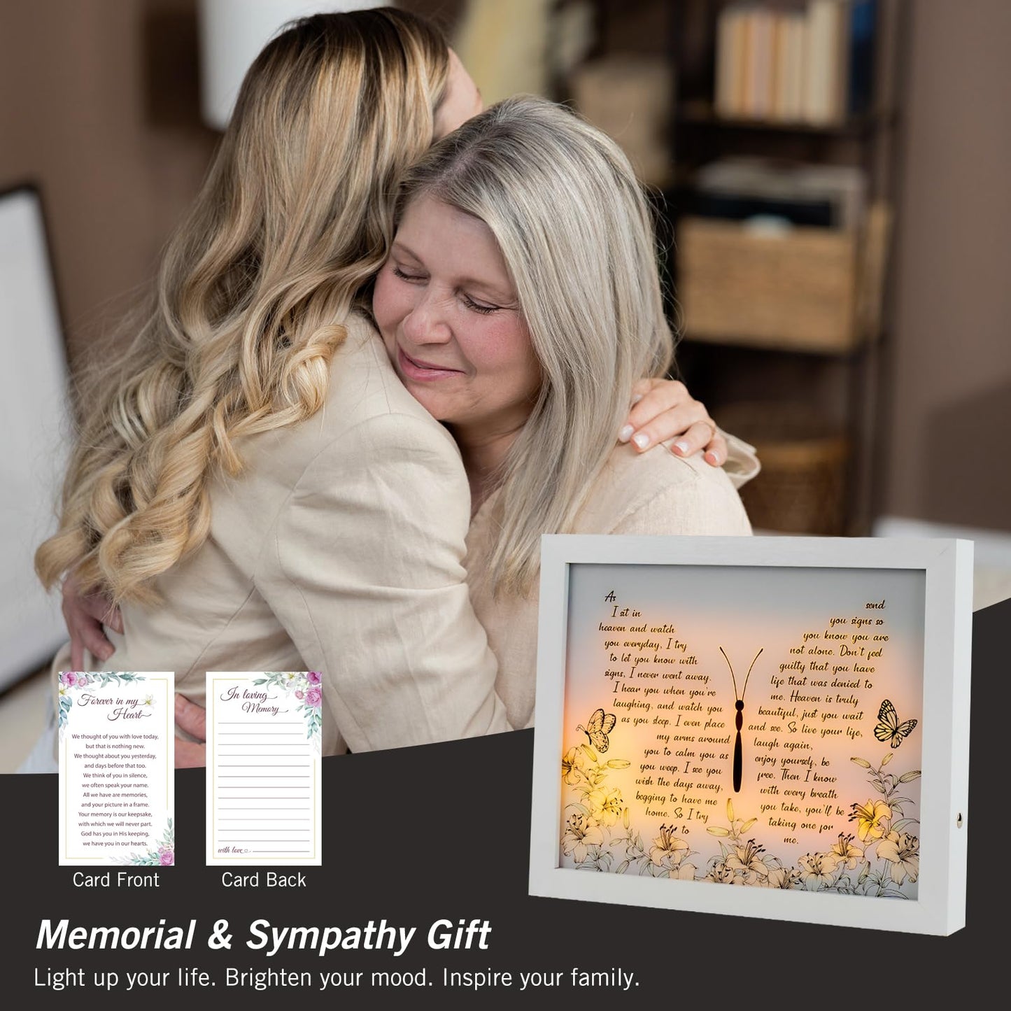 Sympathy Gift LED Memorial Shadow Box Memorial Gifts for Loss of Loved One Mother Mom Dad Father, in Memory of Loved One Gifts