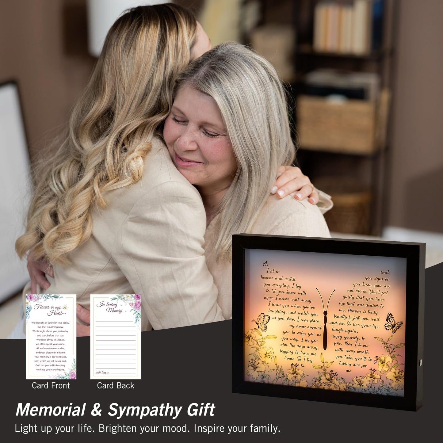 Sympathy Gift LED Memorial Shadow Box Memorial Gifts for Loss of Loved One Mother Mom Dad Father, in Memory of Loved One Gifts