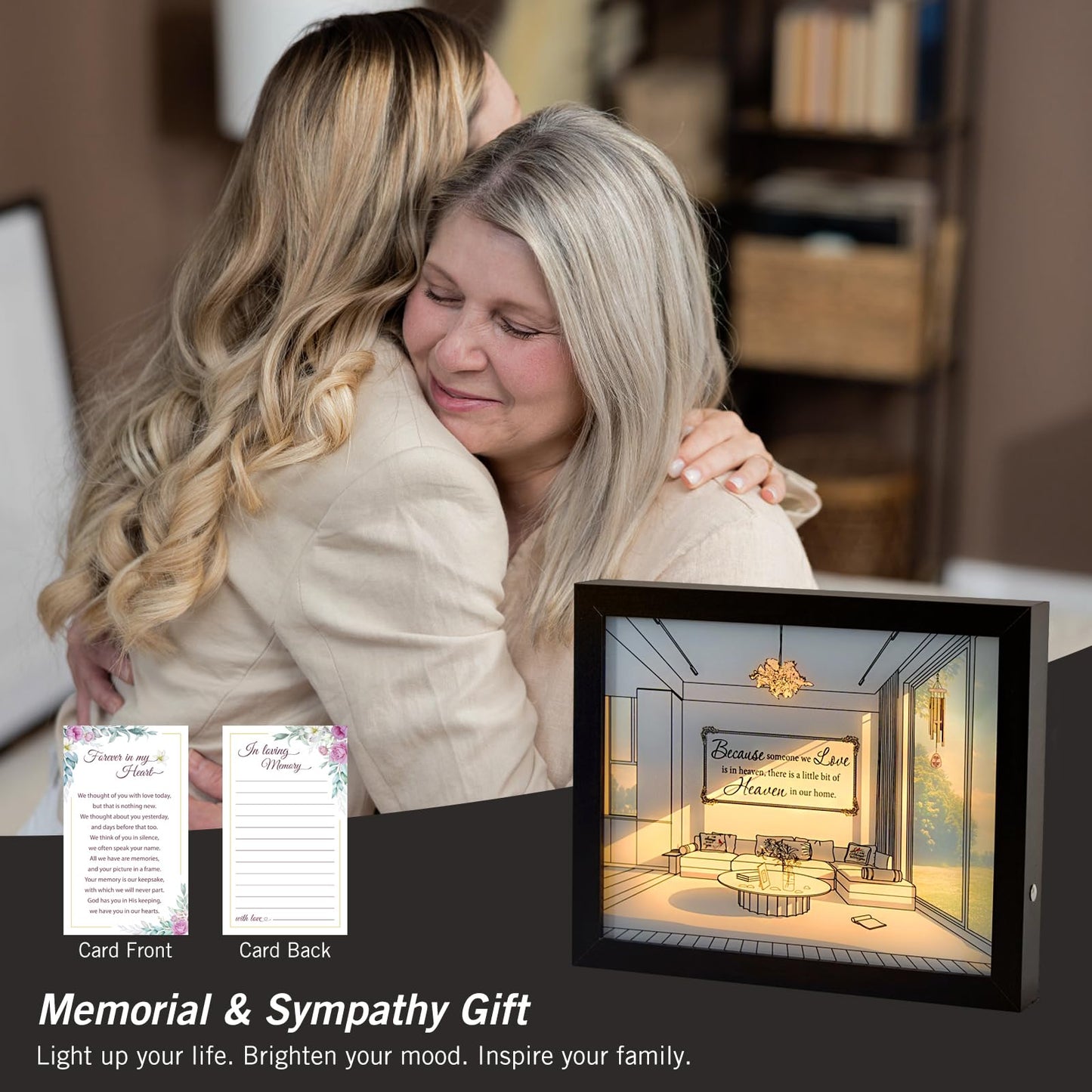 Sympathy Gift LED Memorial Shadow Box Memorial Gifts for Loss of Loved One Mother Mom Dad Father, in Memory of Loved One Gifts