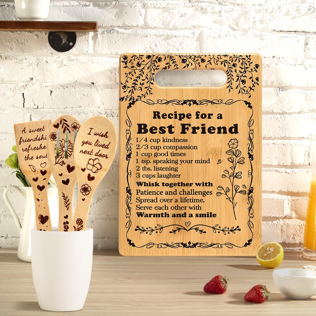 Birthday Friendship Gifts for Women Friends Cutting Board Christmas Gifts Ideas for BFF Bestie Soul Sister Bestie Gifts for Women, Friend Gifts, BFF Gifts Best Friend Kitchen Gifts Cutting Board Set