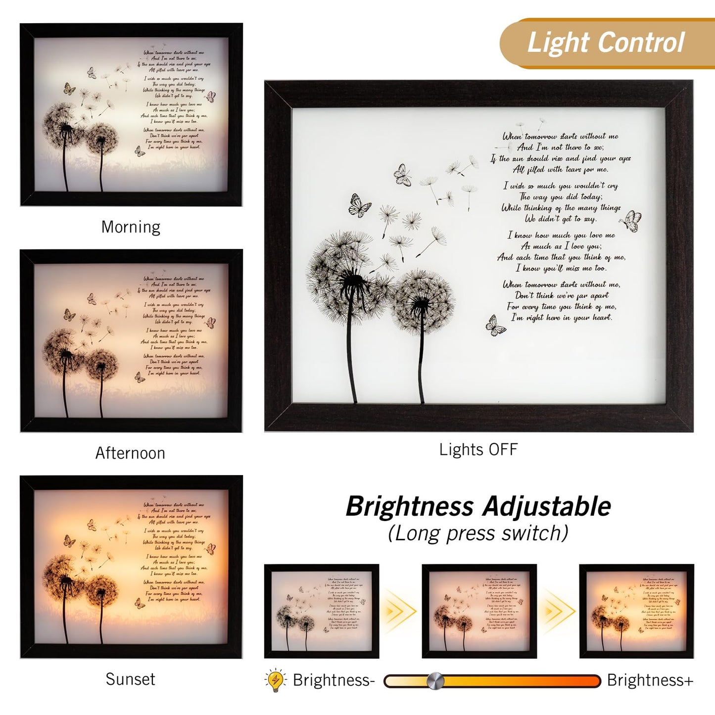 Sympathy Gift LED Memorial Shadow Box Memorial Gifts for Loss of Loved One Mother Mom Dad Father, in Memory of Loved One Gifts