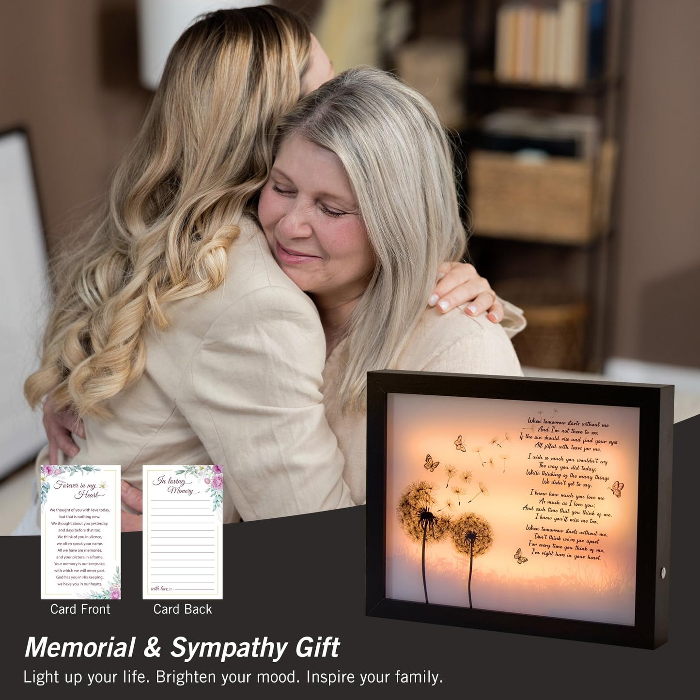 Sympathy Gift LED Memorial Shadow Box Memorial Gifts for Loss of Loved One Mother Mom Dad Father, in Memory of Loved One Gifts