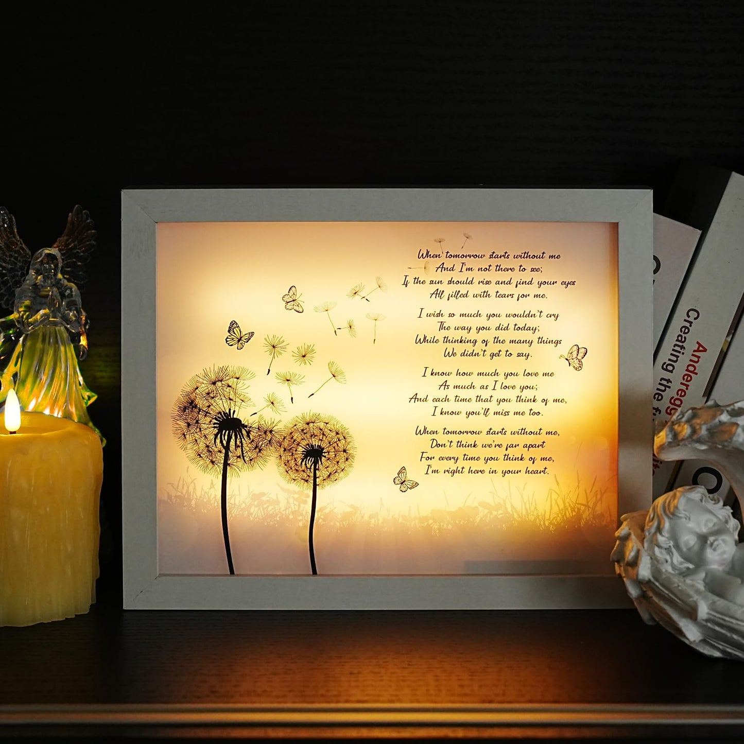 Sympathy Gift LED Memorial Shadow Box Memorial Gifts for Loss of Loved One Mother Mom Dad Father, in Memory of Loved One Gifts