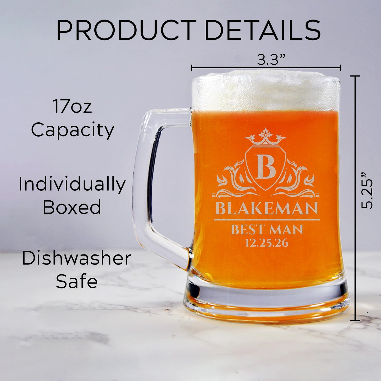 Groomsman Design Glasses - Personalized Engraved Beer Glass, Whiskey Glass, Beer Mug, Groomsmen Gift, Custom Best Man Gift, Groomsmen Glass, Wedding Party Gifts (Whiskey Glass, Victory)