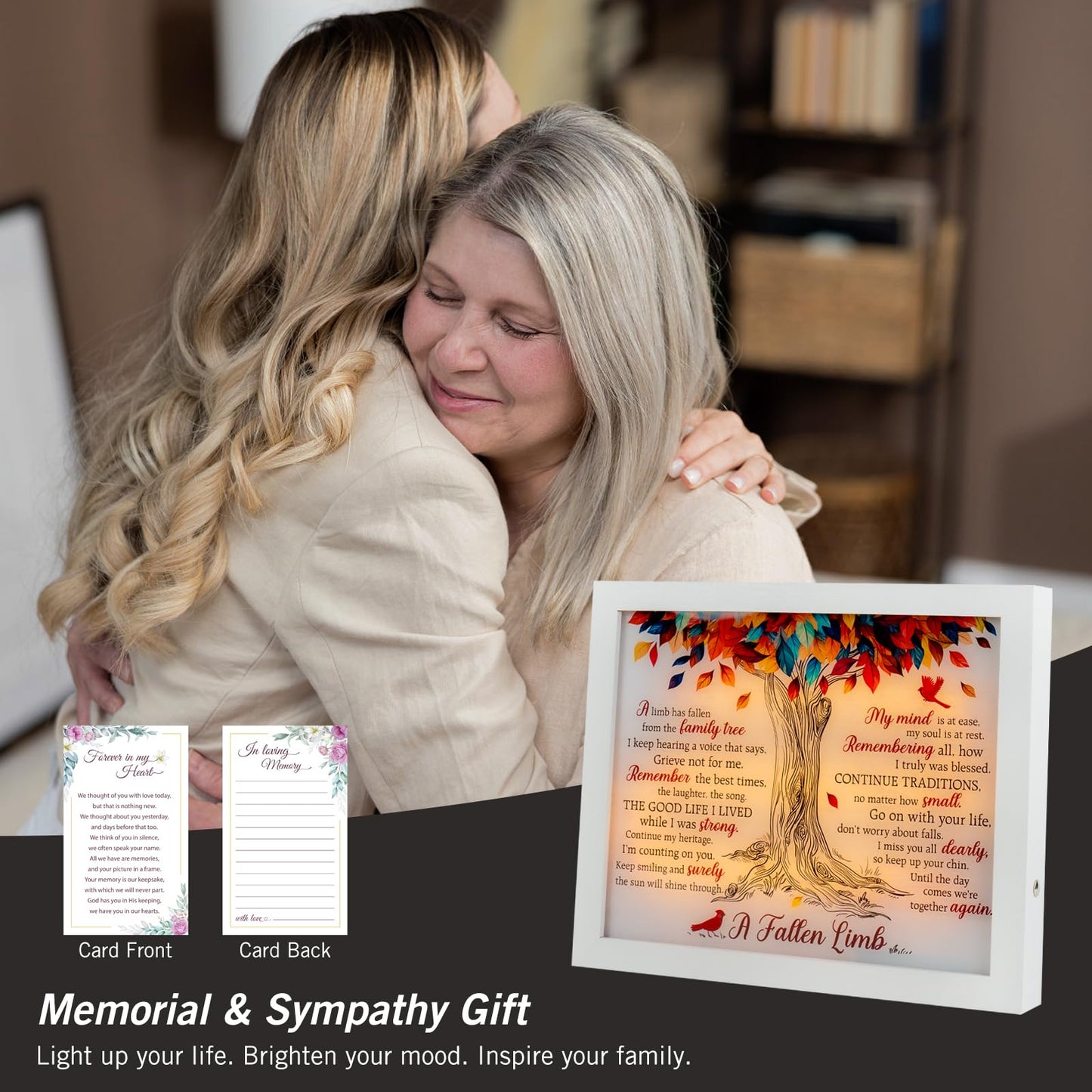 Sympathy Gift LED Memorial Shadow Box Memorial Gifts for Loss of Loved One Mother Mom Dad Father, in Memory of Loved One Gifts