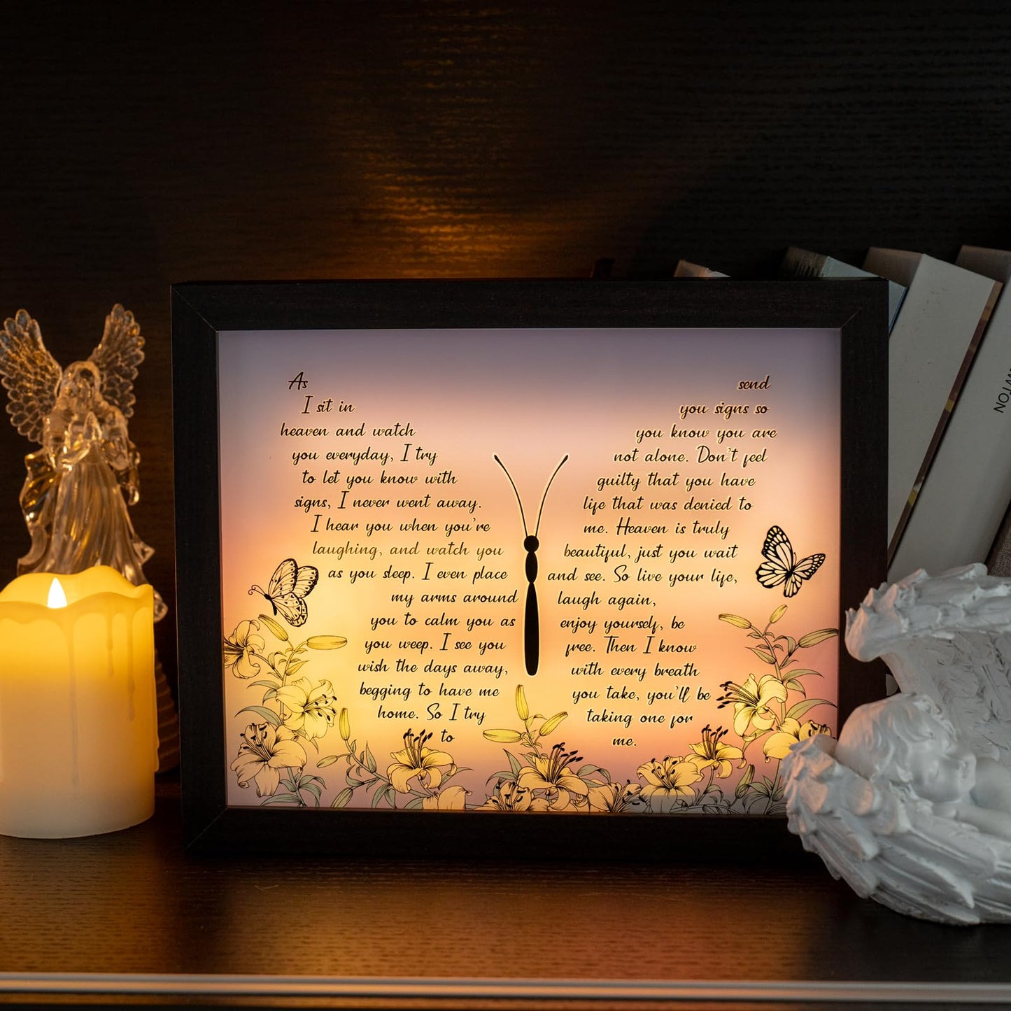 Sympathy Gift LED Memorial Shadow Box Memorial Gifts for Loss of Loved One Mother Mom Dad Father, in Memory of Loved One Gifts