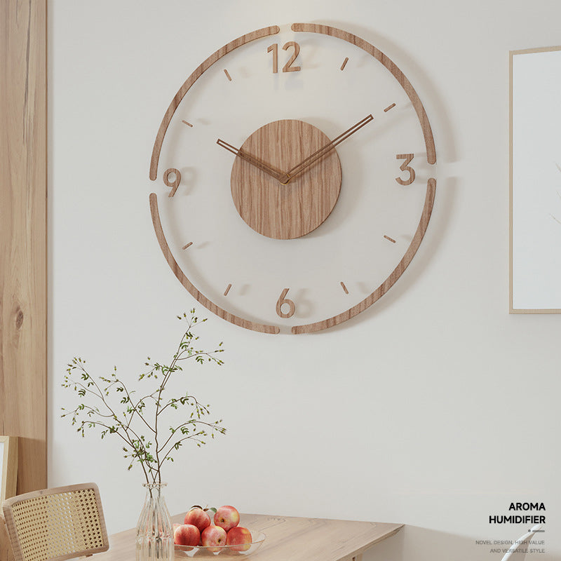 Solid Wood Creative Silent Quartz Clock Wall Clock 35cm