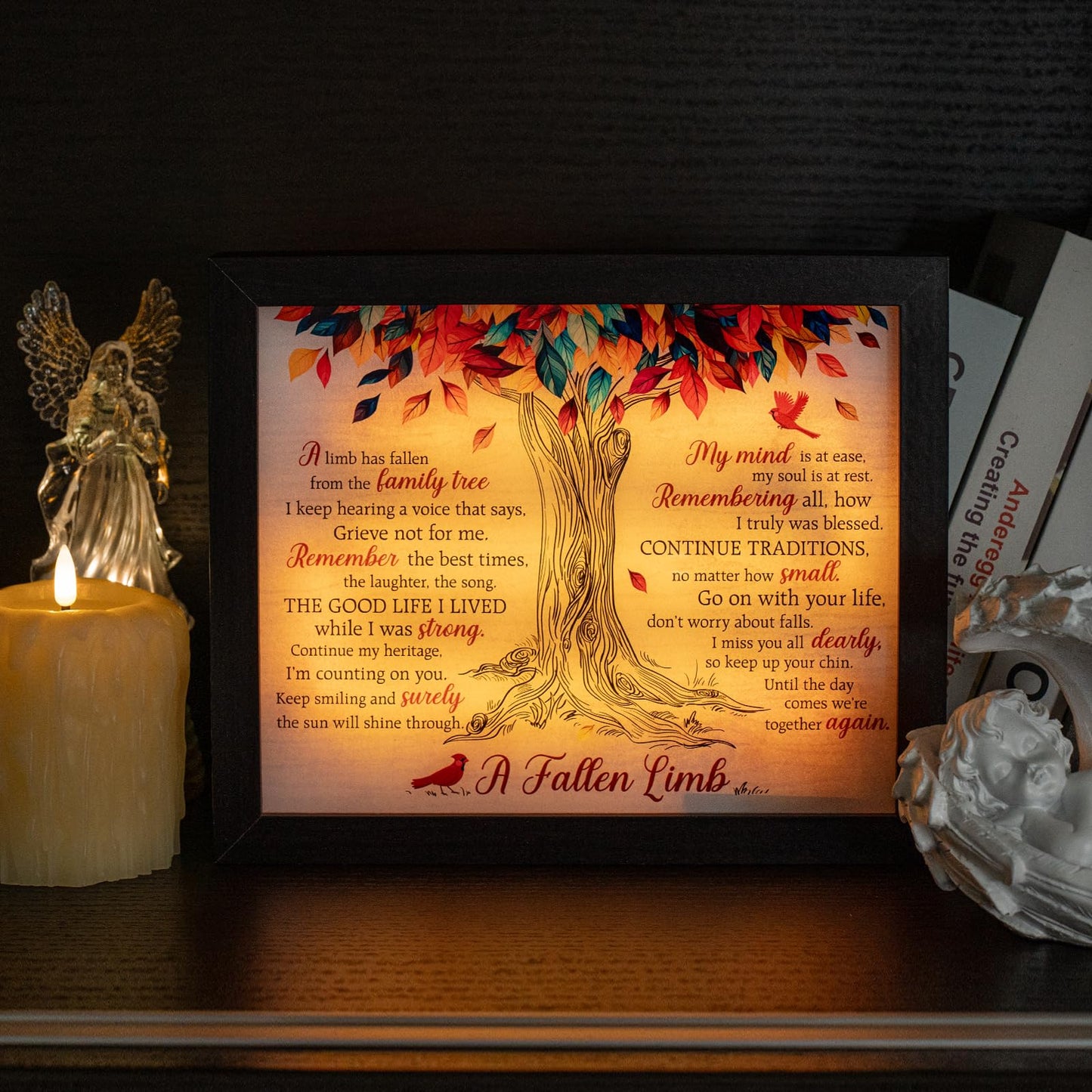 Sympathy Gift LED Memorial Shadow Box Memorial Gifts for Loss of Loved One Mother Mom Dad Father, in Memory of Loved One Gifts