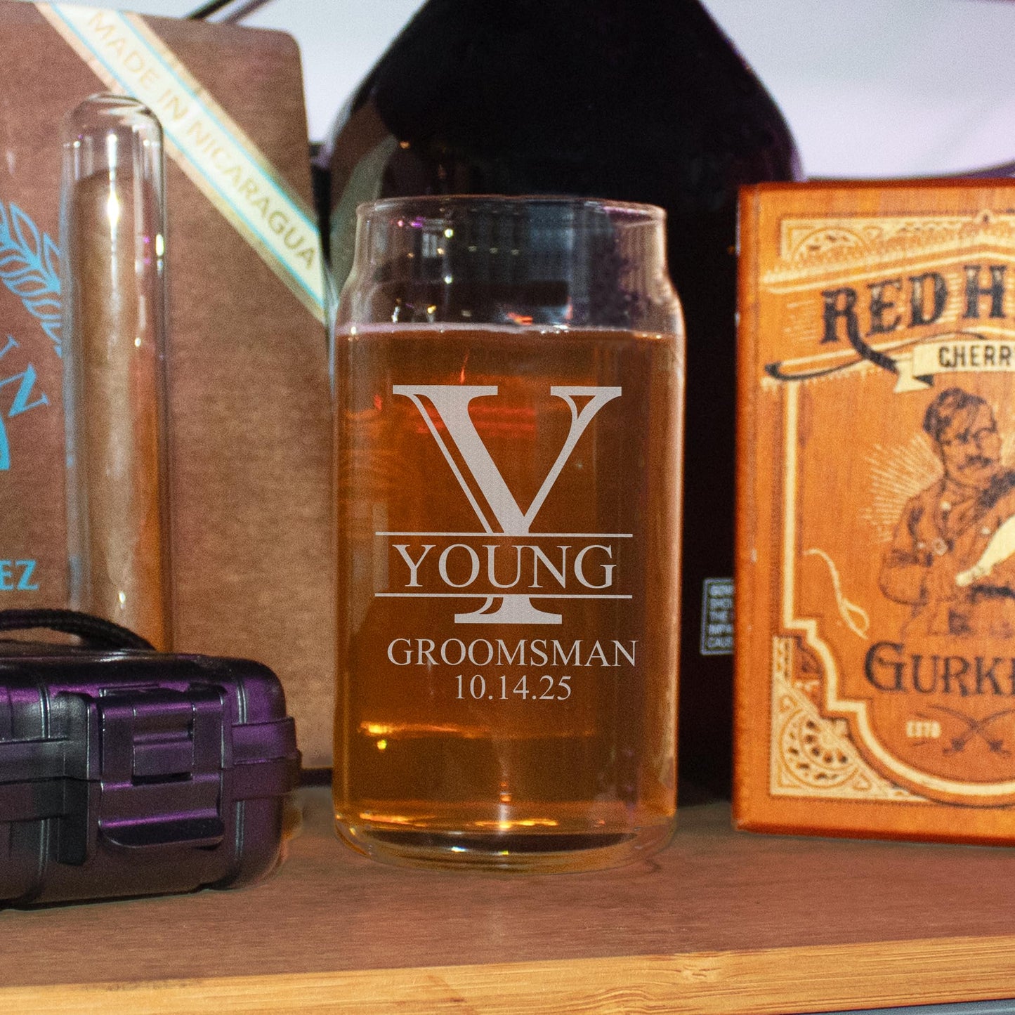 Groomsman Design Glasses - Personalized Engraved Beer Glass, Whiskey Glass, Beer Mug, Groomsmen Gift, Custom Best Man Gift, Groomsmen Glass, Wedding Party Gifts (Whiskey Glass, Victory)