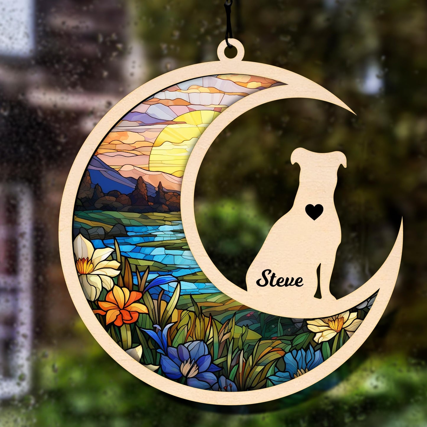 Pet Memorial Suncatcher, Personalized Pet Memorial Suncatcher with Custom Dog Breed and Name, Loss Of Dog Sympathy Gift, Dog Remembrance Gift, Pet Memorial Ornament SC69 (SC66)