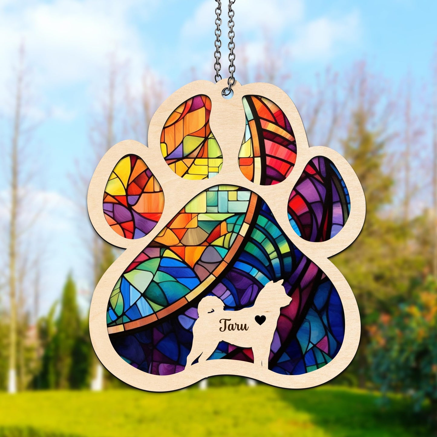 Pet Memorial Suncatcher, Personalized Pet Memorial Suncatcher with Custom Dog Breed and Name, Loss Of Dog Sympathy Gift, Dog Remembrance Gift, Pet Memorial Ornament SC69 (SC66)