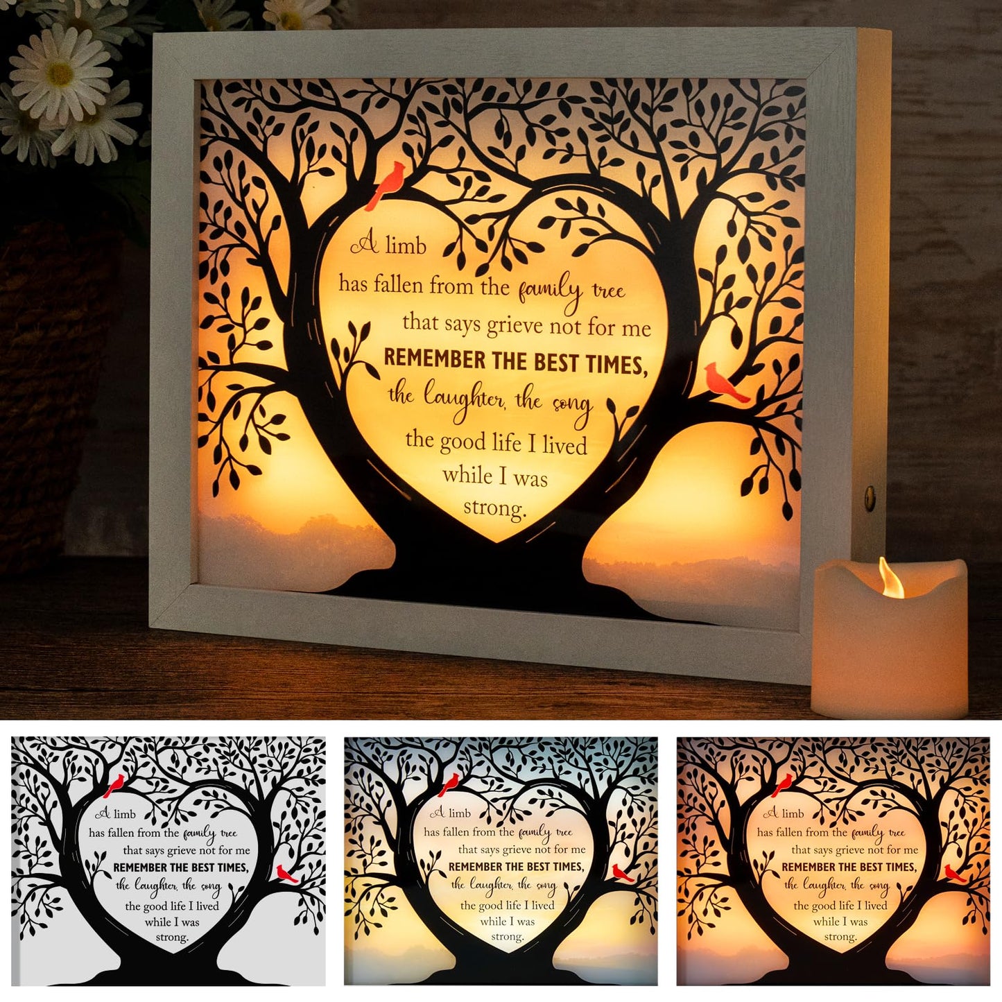 Sympathy Gift LED Memorial Shadow Box Memorial Gifts for Loss of Loved One Mother Mom Dad Father, in Memory of Loved One Gifts