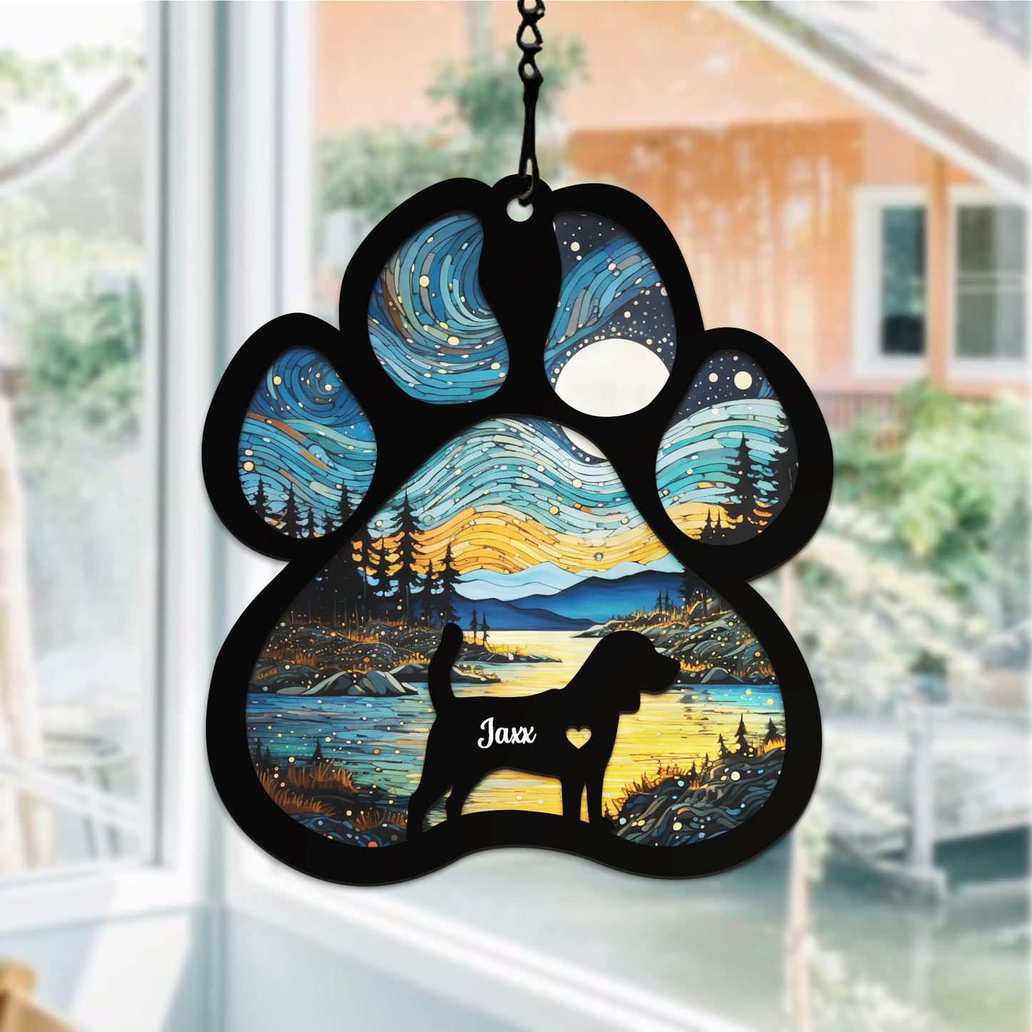 Pet Memorial Suncatcher, Personalized Pet Memorial Suncatcher with Custom Dog Breed and Name, Loss Of Dog Sympathy Gift, Dog Remembrance Gift, Pet Memorial Ornament SC69 (SC66)