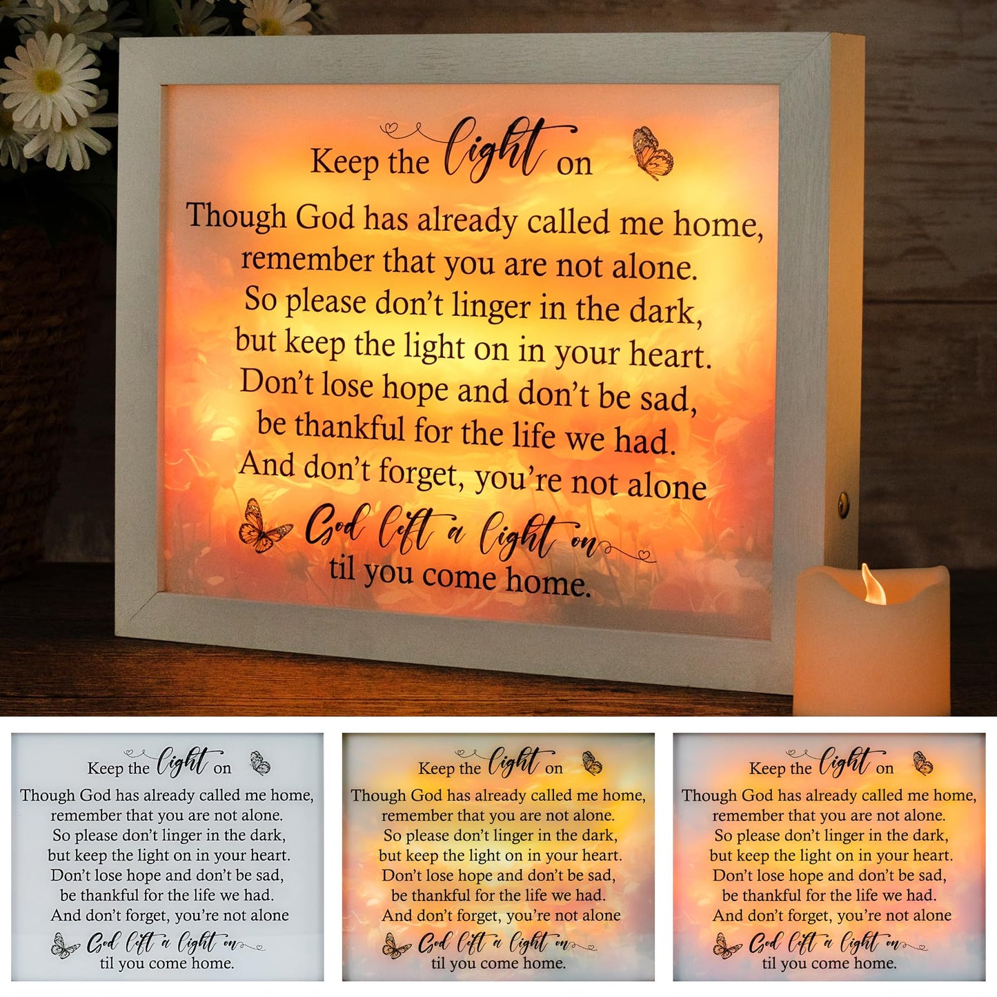 Sympathy Gift LED Memorial Shadow Box Memorial Gifts for Loss of Loved One Mother Mom Dad Father, in Memory of Loved One Gifts