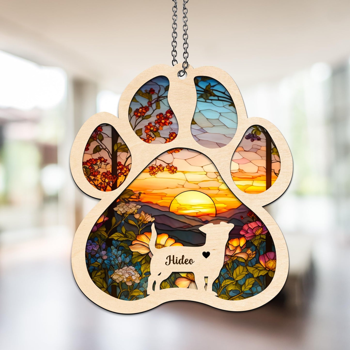 Pet Memorial Suncatcher, Personalized Pet Memorial Suncatcher with Custom Dog Breed and Name, Loss Of Dog Sympathy Gift, Dog Remembrance Gift, Pet Memorial Ornament SC69 (SC66)