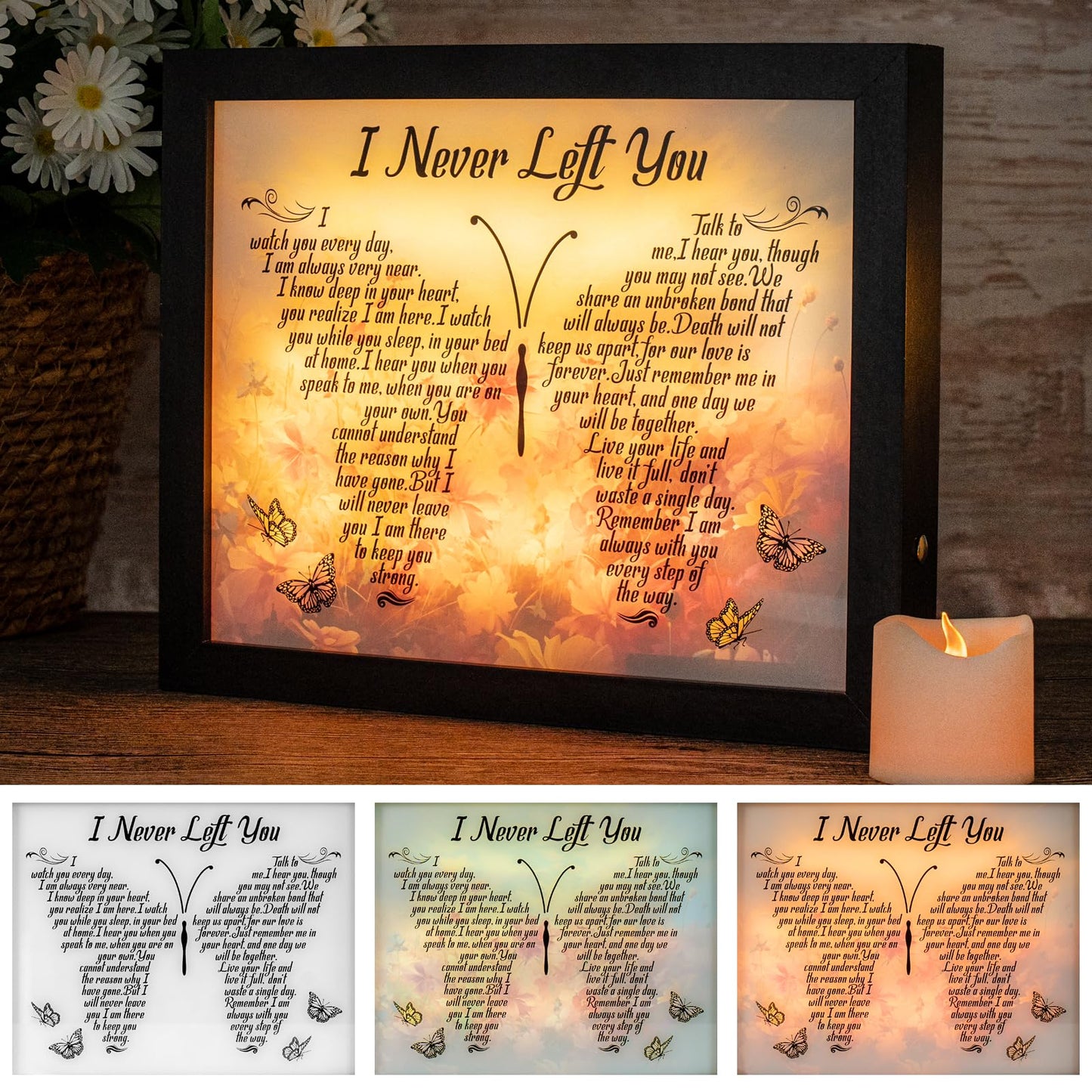 Sympathy Gift LED Memorial Shadow Box Memorial Gifts for Loss of Loved One Mother Mom Dad Father, in Memory of Loved One Gifts