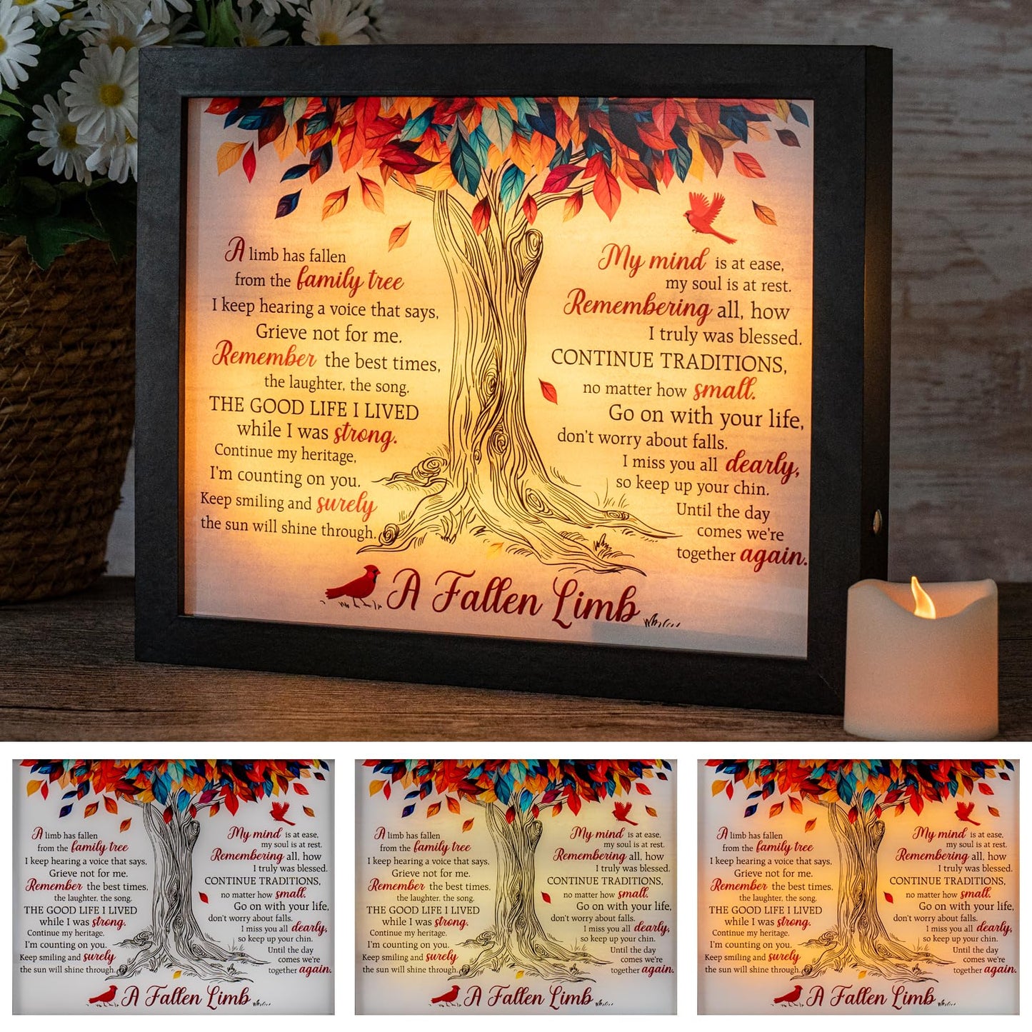 Sympathy Gift LED Memorial Shadow Box Memorial Gifts for Loss of Loved One Mother Mom Dad Father, in Memory of Loved One Gifts