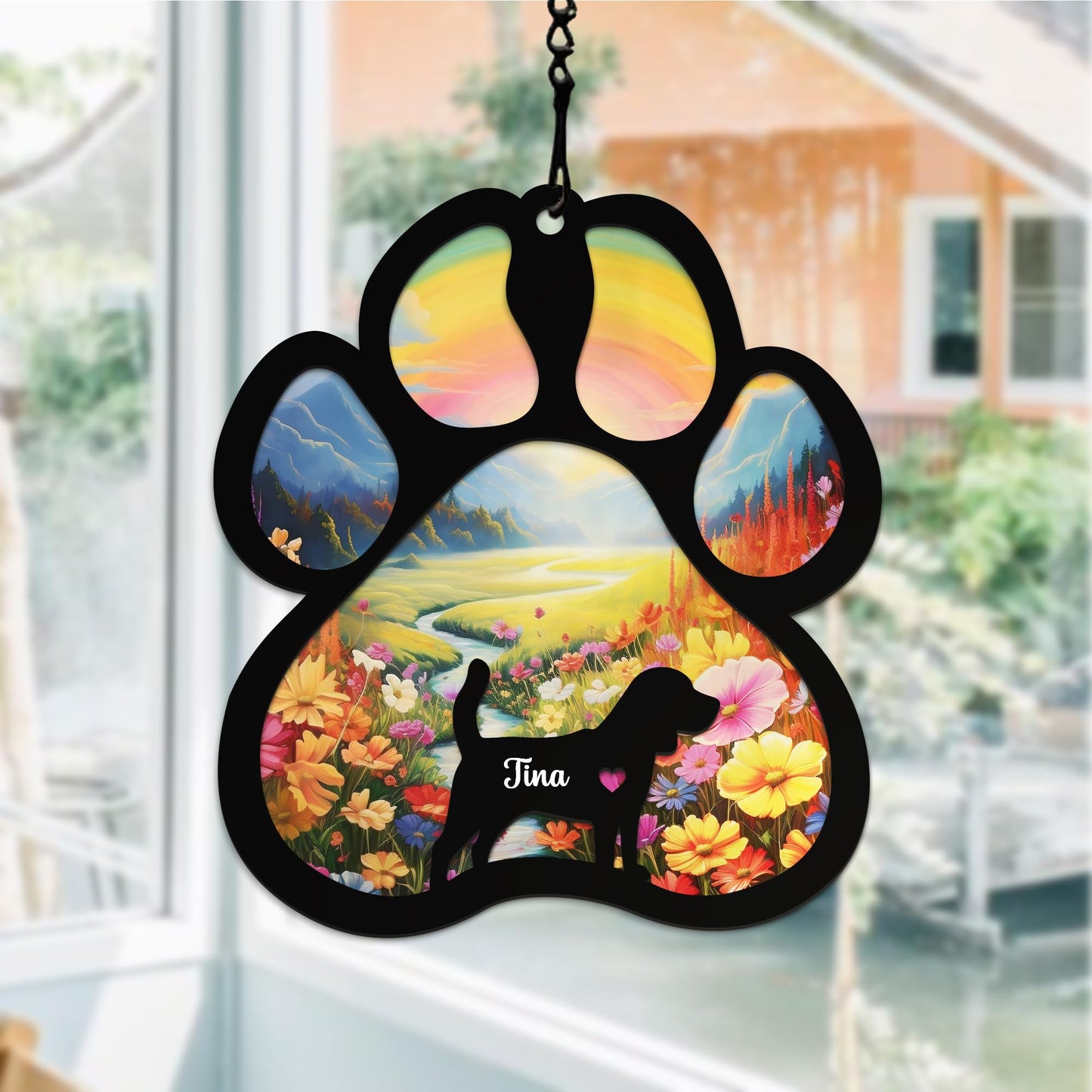 Pet Memorial Suncatcher, Personalized Pet Memorial Suncatcher with Custom Dog Breed and Name, Loss Of Dog Sympathy Gift, Dog Remembrance Gift, Pet Memorial Ornament SC69 (SC66)