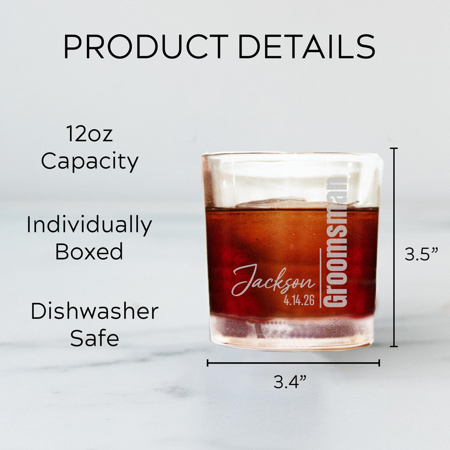 Groomsman Design Glasses - Personalized Engraved Beer Glass, Whiskey Glass, Beer Mug, Groomsmen Gift, Custom Best Man Gift, Groomsmen Glass, Wedding Party Gifts (Whiskey Glass, Victory)