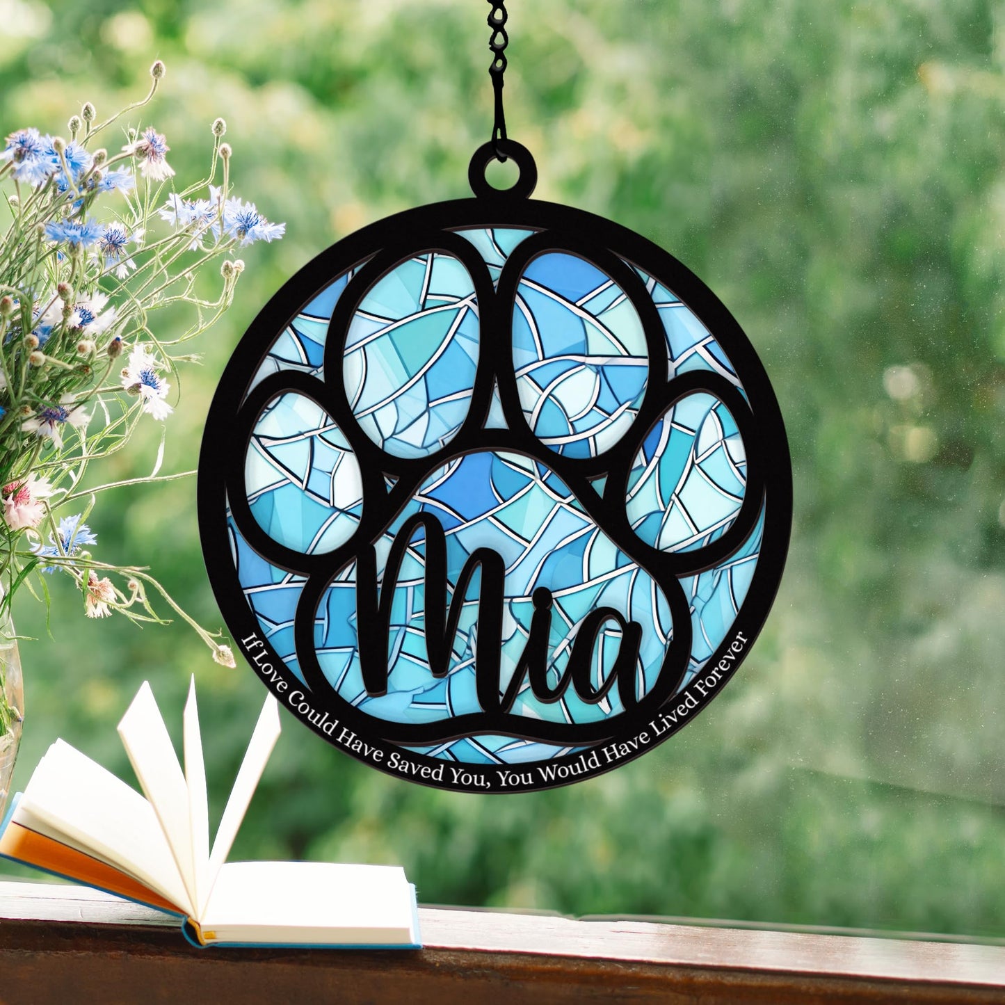 Pet Memorial Suncatcher, Personalized Pet Memorial Suncatcher with Custom Dog Breed and Name, Loss Of Dog Sympathy Gift, Dog Remembrance Gift, Pet Memorial Ornament SC69 (SC66)