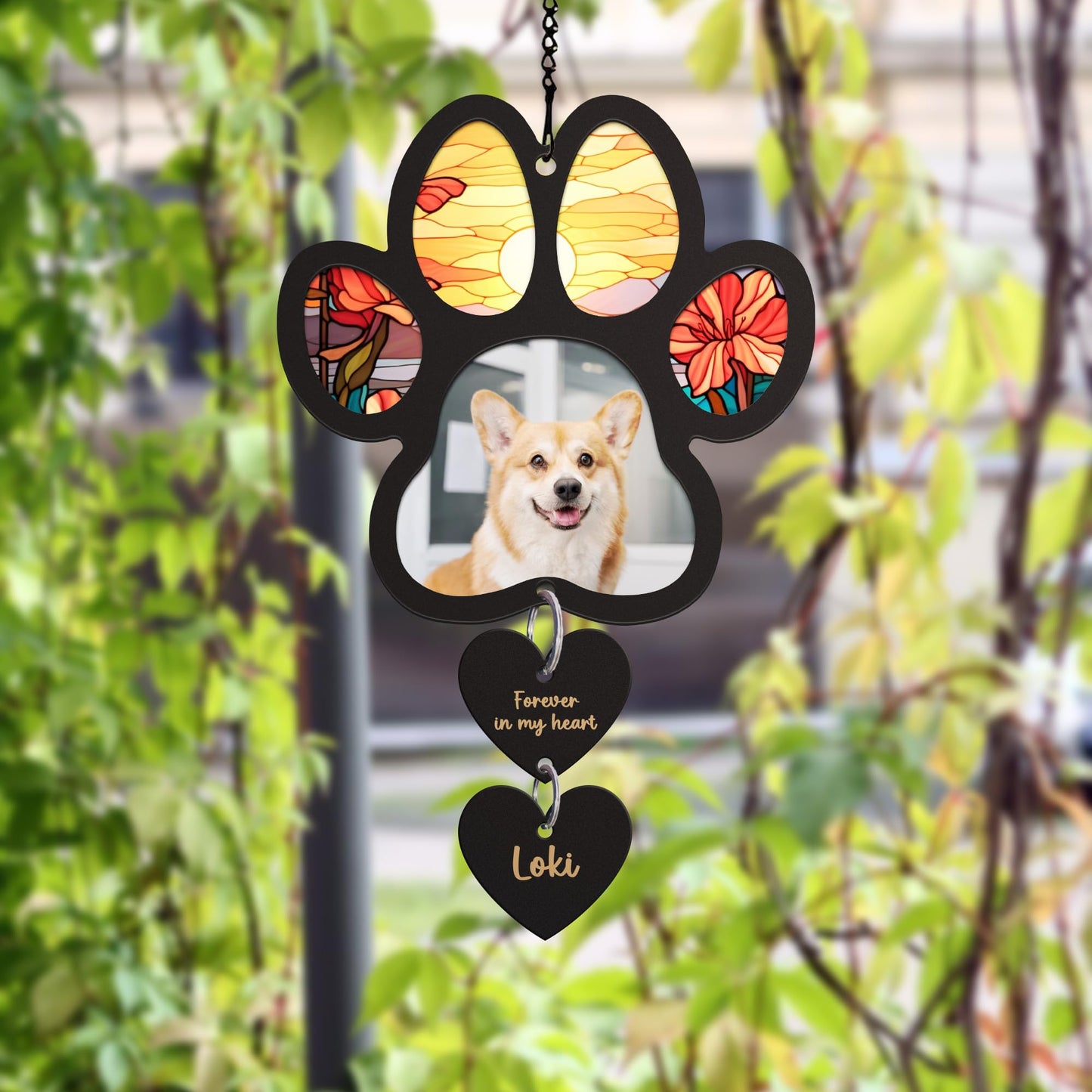 Pet Memorial Suncatcher, Personalized Pet Memorial Suncatcher with Custom Dog Breed and Name, Loss Of Dog Sympathy Gift, Dog Remembrance Gift, Pet Memorial Ornament SC69 (SC66)