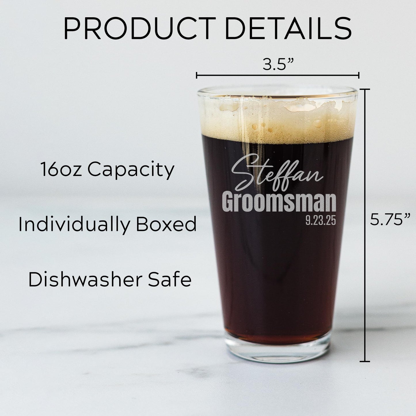 Groomsman Design Glasses - Personalized Engraved Beer Glass, Whiskey Glass, Beer Mug, Groomsmen Gift, Custom Best Man Gift, Groomsmen Glass, Wedding Party Gifts (Whiskey Glass, Victory)