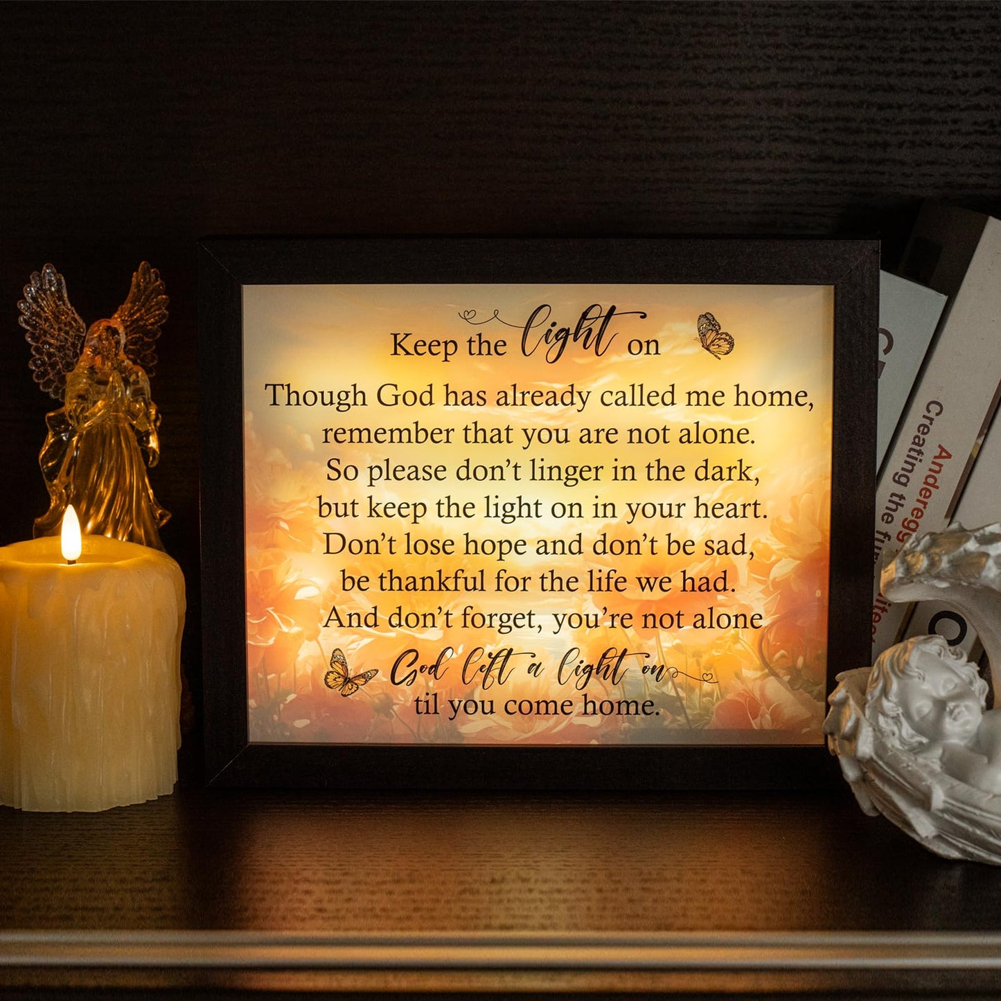 Sympathy Gift LED Memorial Shadow Box Memorial Gifts for Loss of Loved One Mother Mom Dad Father, in Memory of Loved One Gifts