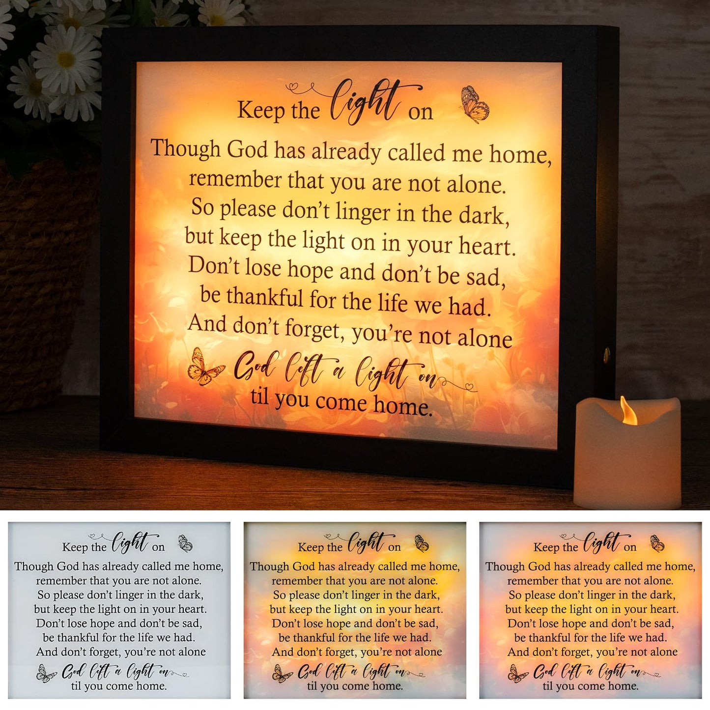 Sympathy Gift LED Memorial Shadow Box Memorial Gifts for Loss of Loved One Mother Mom Dad Father, in Memory of Loved One Gifts