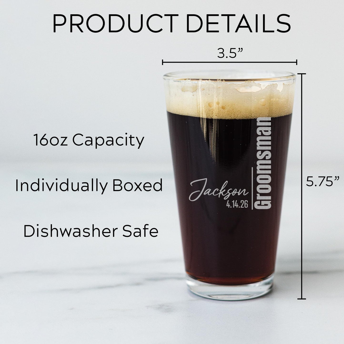 Groomsman Design Glasses - Personalized Engraved Beer Glass, Whiskey Glass, Beer Mug, Groomsmen Gift, Custom Best Man Gift, Groomsmen Glass, Wedding Party Gifts (Whiskey Glass, Victory)