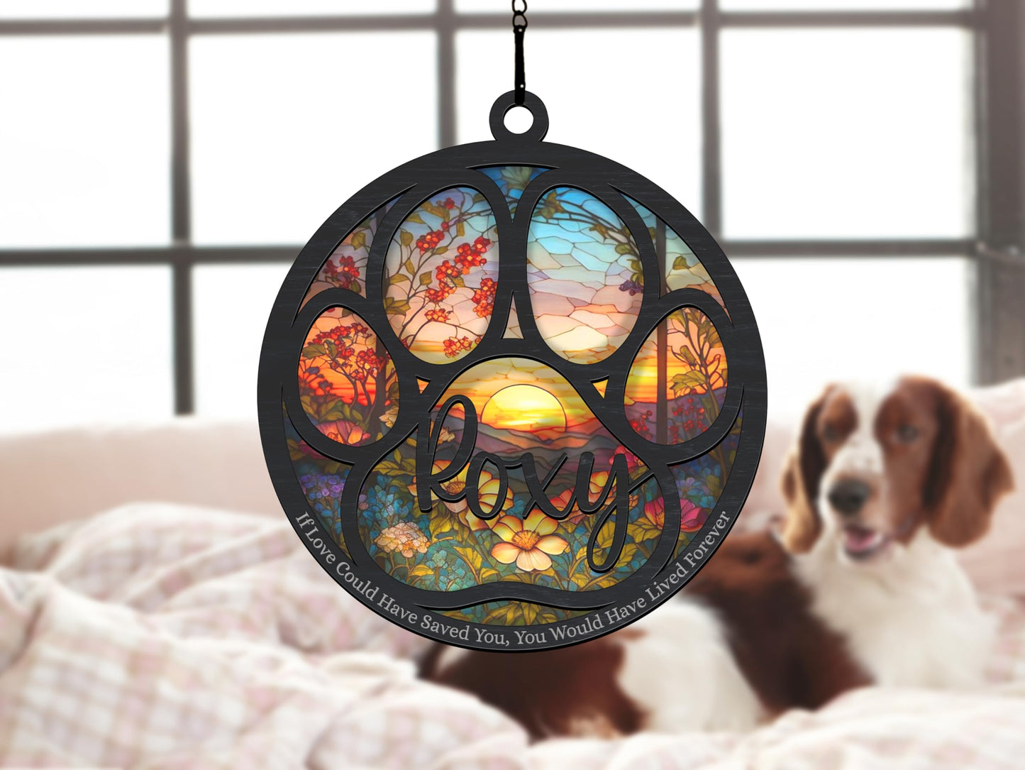 Pet Memorial Suncatcher, Personalized Pet Memorial Suncatcher with Custom Dog Breed and Name, Loss Of Dog Sympathy Gift, Dog Remembrance Gift, Pet Memorial Ornament SC69 (SC66)