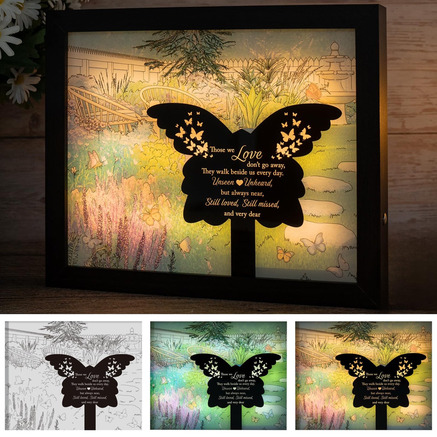 Sympathy Gift LED Memorial Shadow Box Memorial Gifts for Loss of Loved One Mother Mom Dad Father, in Memory of Loved One Gifts