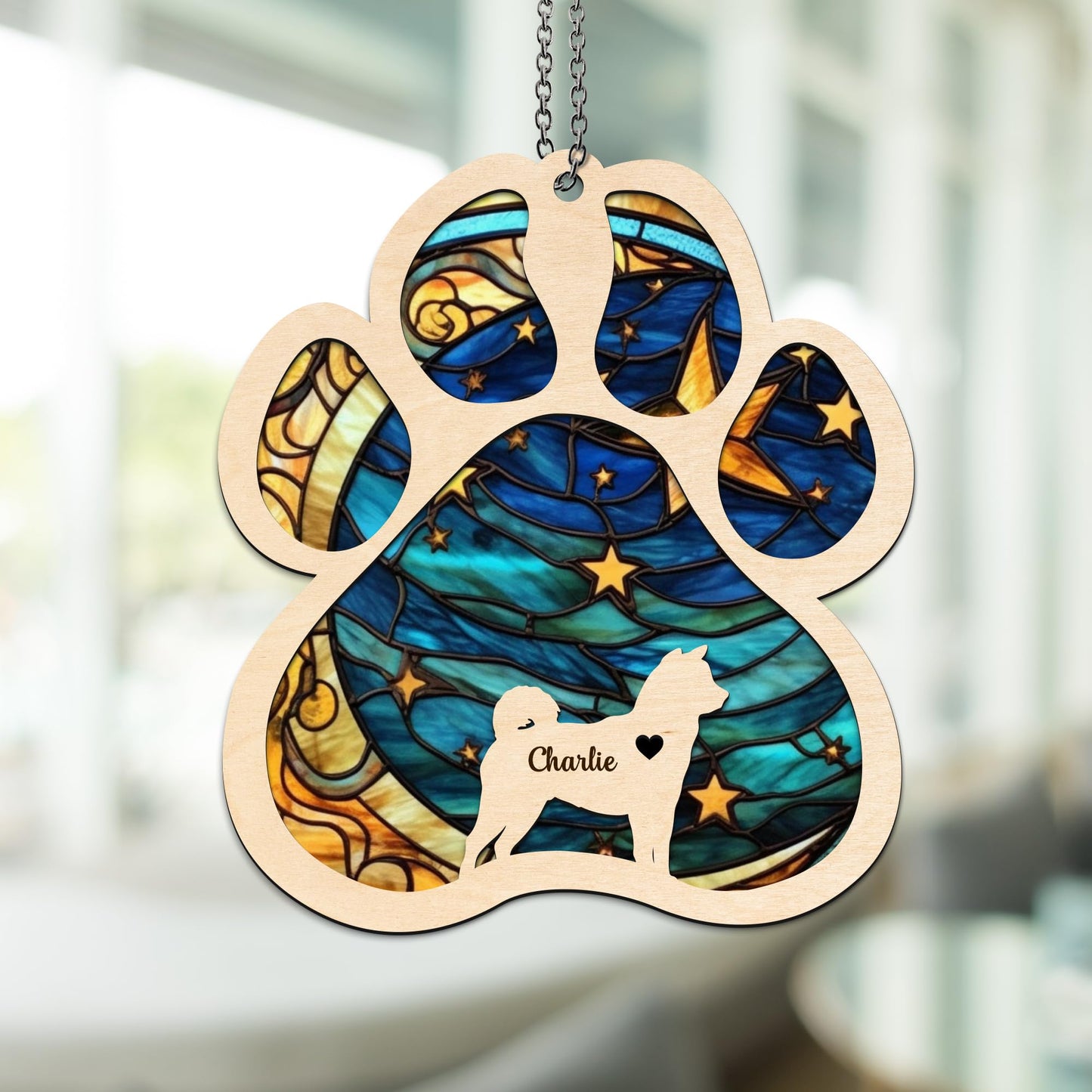 Pet Memorial Suncatcher, Personalized Pet Memorial Suncatcher with Custom Dog Breed and Name, Loss Of Dog Sympathy Gift, Dog Remembrance Gift, Pet Memorial Ornament SC69 (SC66)